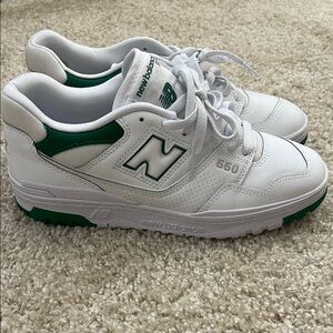 New Balance White and Green Sneakers with Classic Design